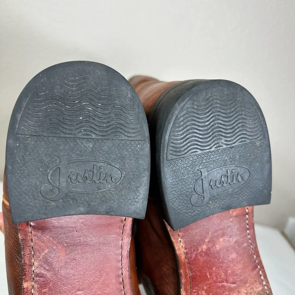 Justin 3163 Jackson 10” Classic Roper Chestnut Marbled Western Cowboy Boots 12D_9